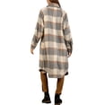 thumbnail image 3 of Sedceaty Women's Long Shacket Jacket, Plaid Print Long Sleeve Lapel Button Down Casual Coat Autumn Winter Outerwear, 3 of 4