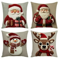 GQDIN Snowman Christmas Throw Pillow Covers 18x18 Winter Snow Snowman Santa Elk Decorative Outdoor Pillow Cases Xmas Farmhouse Pillowcase Winter Holiday Decor for Home Couch