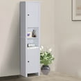 thumbnail image 5 of HOMCOM 67” Wood Free Standing Bathroom Linen Tower Storage Cabinet - White, 5 of 11