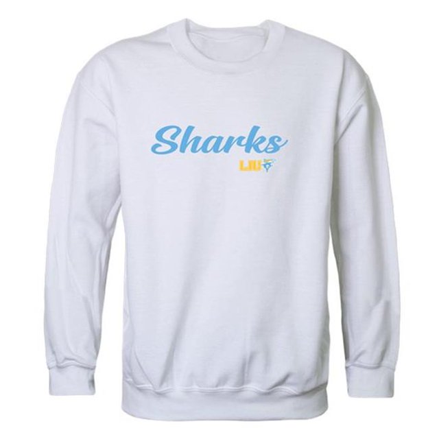 W Republic 556-329-WHT-02 Men Long Island Sharks Script Crew Fleece, White - Medium