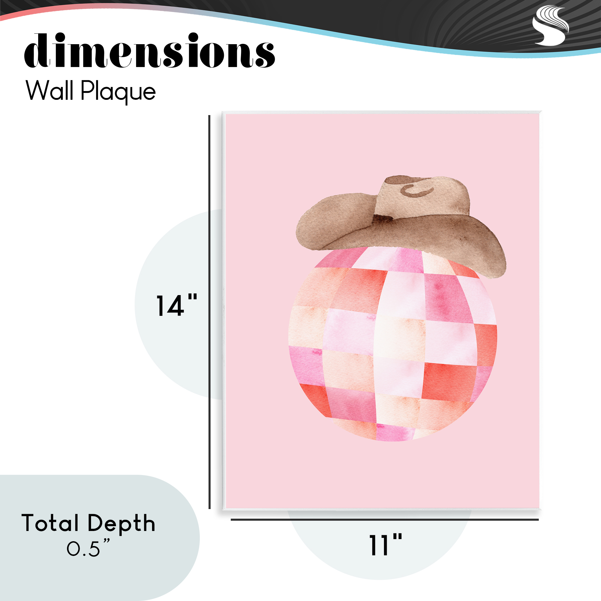 Rosy Disco Cowgirl Hat Wall Plaque Art, design by Nina Jacobs