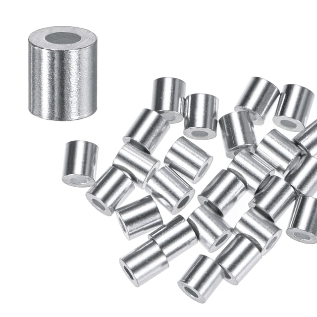 Uxcell 50-Pack Mangas de Crimpado de Aluminio, 2mm 5/64 Mangas de Cuerda de Barril Redondo