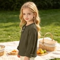 thumbnail image 5 of QIbmong Ribbed Knit Tops for Infants Toddler Girls Boys Crew Neck Cuffed Long Sleeve Kids Casual Fall Winter Loungewear Going out School Shirts(9-10 Years,Army Green), 5 of 9