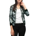 thumbnail image 5 of MODA NOVA Juniors Stand Collar Zip up Floral Prints Crop Length Bomber Jacket, 5 of 7