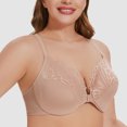 thumbnail image 5 of MELENECA Women's Racerback Front Closure Lace Unlined Plus Size Full Coverage Underwire Bra Beige 44G, 5 of 7