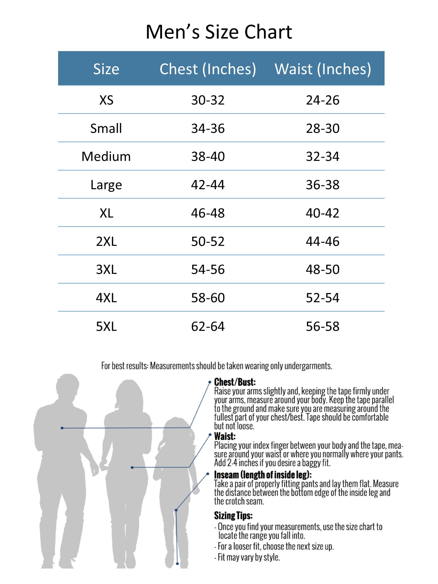 Ralph Pajamas Size Chart