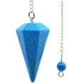 thumbnail image 1 of Angelstones Natural Gemstone Crystal Howlite Turquoise Hexagonal Pointed Reiki Chakra Pendant Pendulum, 1 of 2
