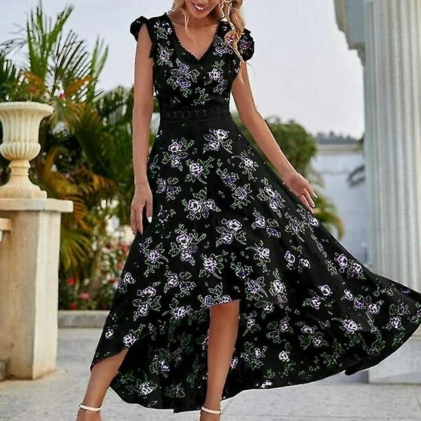 Vestido sin mangas para mujer vestido largo informal de verano con estampado floral vestidos largos Walmart en linea