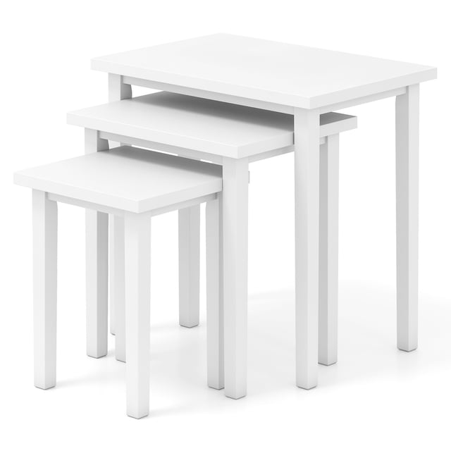 Gymax 3 PCS Nesting End Tables Farmhouse Rectangle Side Table Set for Living Room