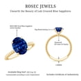 thumbnail image 5 of Oval Shape Lab Grown Blue Sapphire Solitaire Ring with Surprise Diamond (4 Carat, AAAA Quality), 18K Yellow Gold, US 8.50, 5 of 8