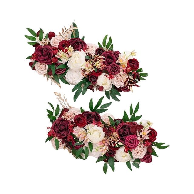 pitrice Arche Artificielle Florale Swag Mariage Fleurs pour Arche Arrière-Plan de Jardin Rouge