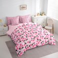 thumbnail image 4 of Manfei Girly Pink Cherry for Teen 7pcs Bedding Comforter Set, Kawaii Cute Fruit Queen Bedding Sets, Princess Cartoon Style Reversible Queen Sheet Sets, Breathable Home Decor, 4 of 8