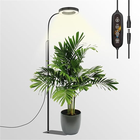 Grow Lights for Indoor Plants, 20W Full Spectrum LED Grow Light Floor Lamp with Stand Adjustable Height and Angle, Black Plant Light with 3/9/12H Grow Light Timer