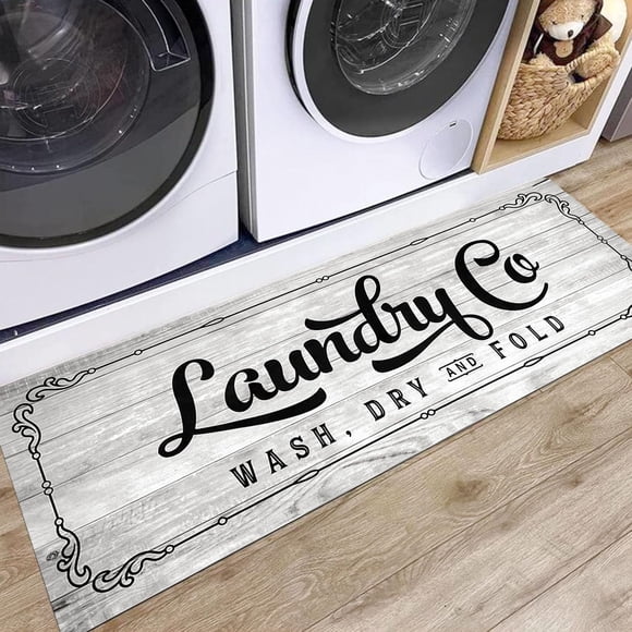 Rug Runner KOZYFLY para lavandería, 50 x 120 cm, antideslizante, gris claro