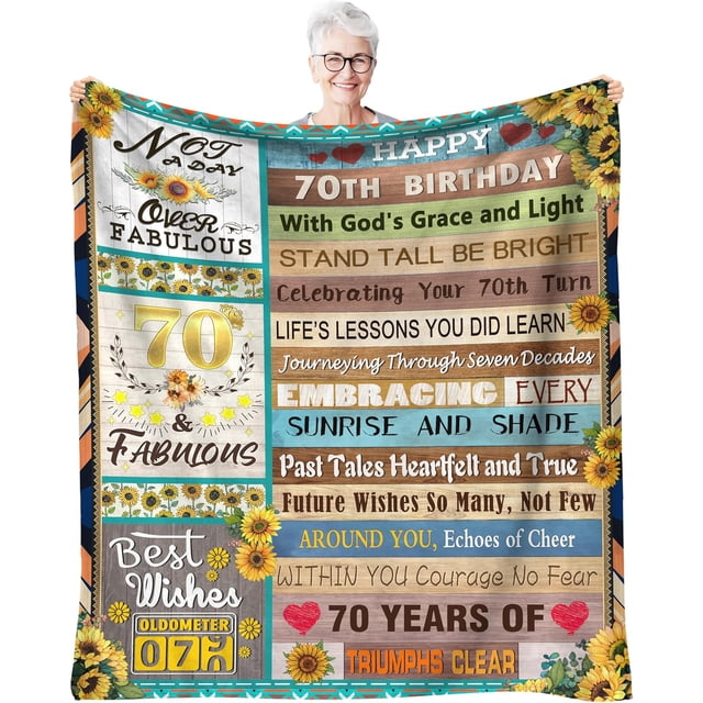 LHSHID 70th Birthday Gifts for Women 70 Year Old Blanket Gifts Ideas Funny Womens 70th Birthday Decorations Gifts Happy 70th Birthday Gift for MomSister Wife 60"x80"