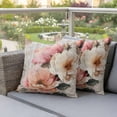 thumbnail image 4 of Spring Flowers Pillow Covers 2 Pack Vintage Watercolor Pink White Rose Floral Newspaper Texture Pillowcase Waterproof Outdoor Throw Pillow Cover for Patio Garden Square Cushion 18”x18”, 4 of 9
