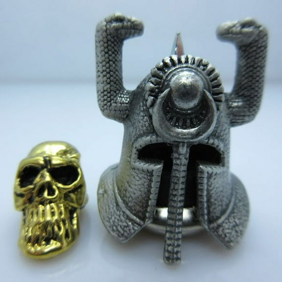 Riddle of Steel Helmet Silver w/ Gold Skull) Paracord / Lanyard Bead for Jig Pro Shop by Bad Azz Beads