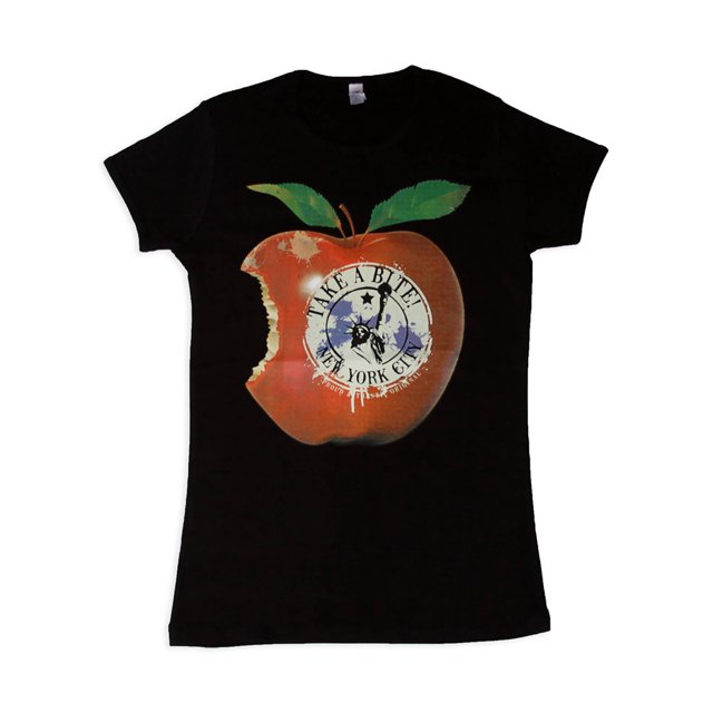 Camisa para Mujeres Una Mordidita de la ciudad de Nueva York, Negro Pequeño Gravity Trading Camiseta de manga corta