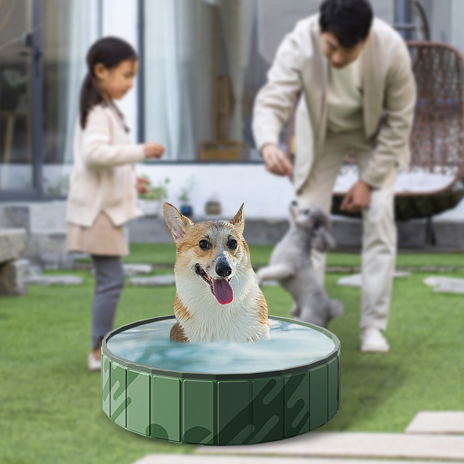 Foldable Dog Pool Portable Above Ground Pet Swimming Bathing Tub for Indoor Outdoor Use with Dogs
