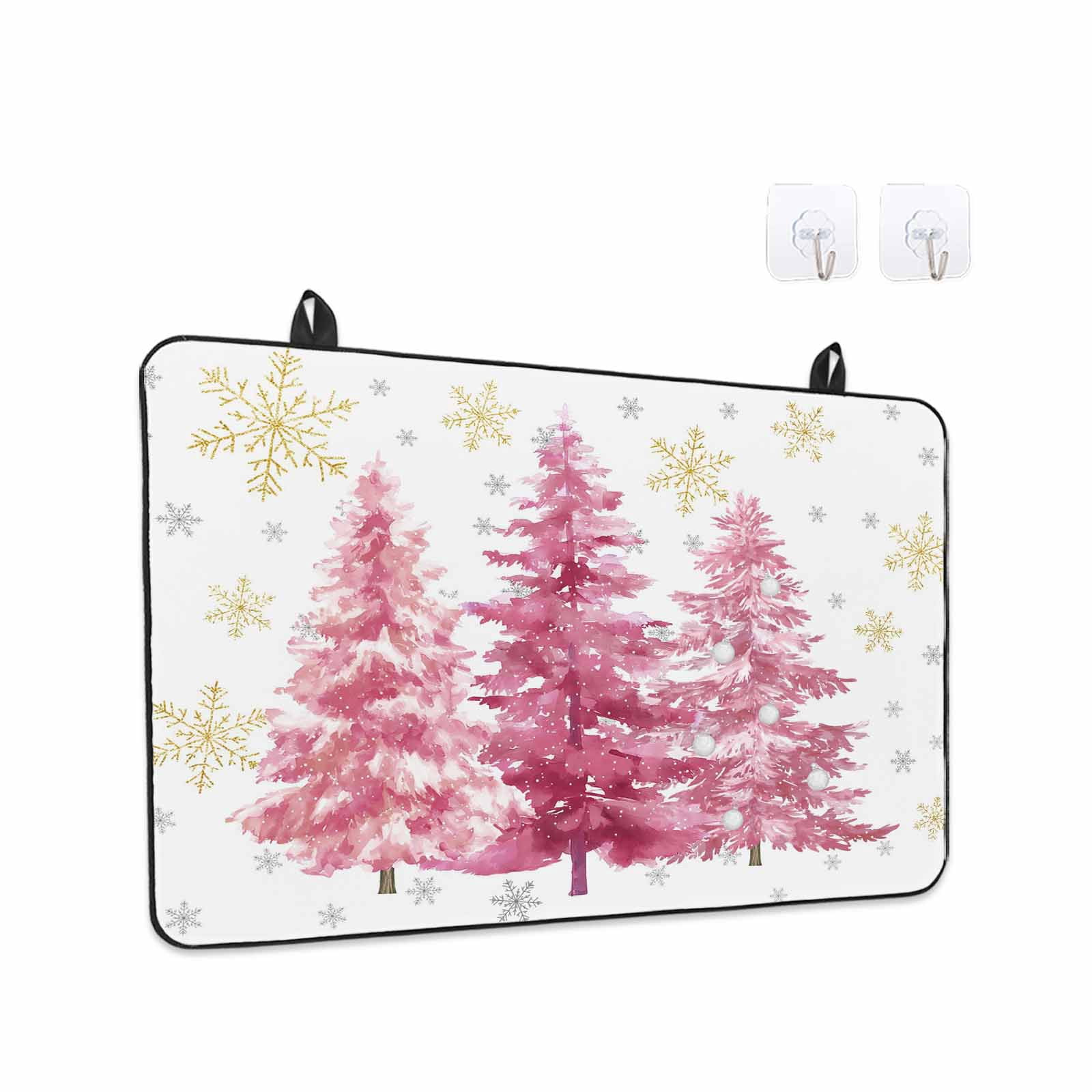 Pink Trees Christmas Stove Top Cover for Electric Stove, Heat-proof & Non Slip Glass Top Stove Cover Protector, Xmas Tree Snowflake Winter Kitchen Flat Cooktop Rubber Mat 24x21 Inches