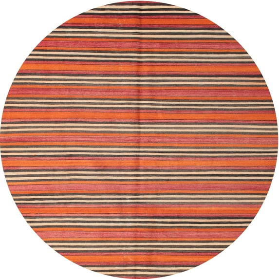 Ahgly Company Machine Washable Indoor Round Contemporary Tiger Orange Brown Area Rugs, 3' Round