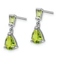thumbnail image 2 of Real 14kt White Gold Peridot Dangle Post Earrings; for Adults and Teens; for Women and Men, 2 of 3