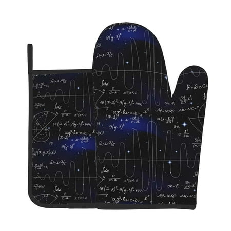 

Tebeau Mathematica Science Print Oven Mitts and Pan Racks 2-Piece Set Kitchen Oven Mitts and Pan Racks Heat Resistant 500 °F for Baking and Cooking