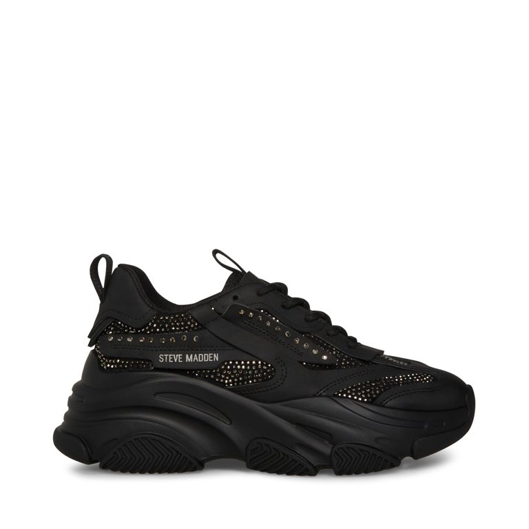 【Steve Madden】関税/送料込み Possession Black Steve Madden POSSESSION Sneakers, Black Rhinestone