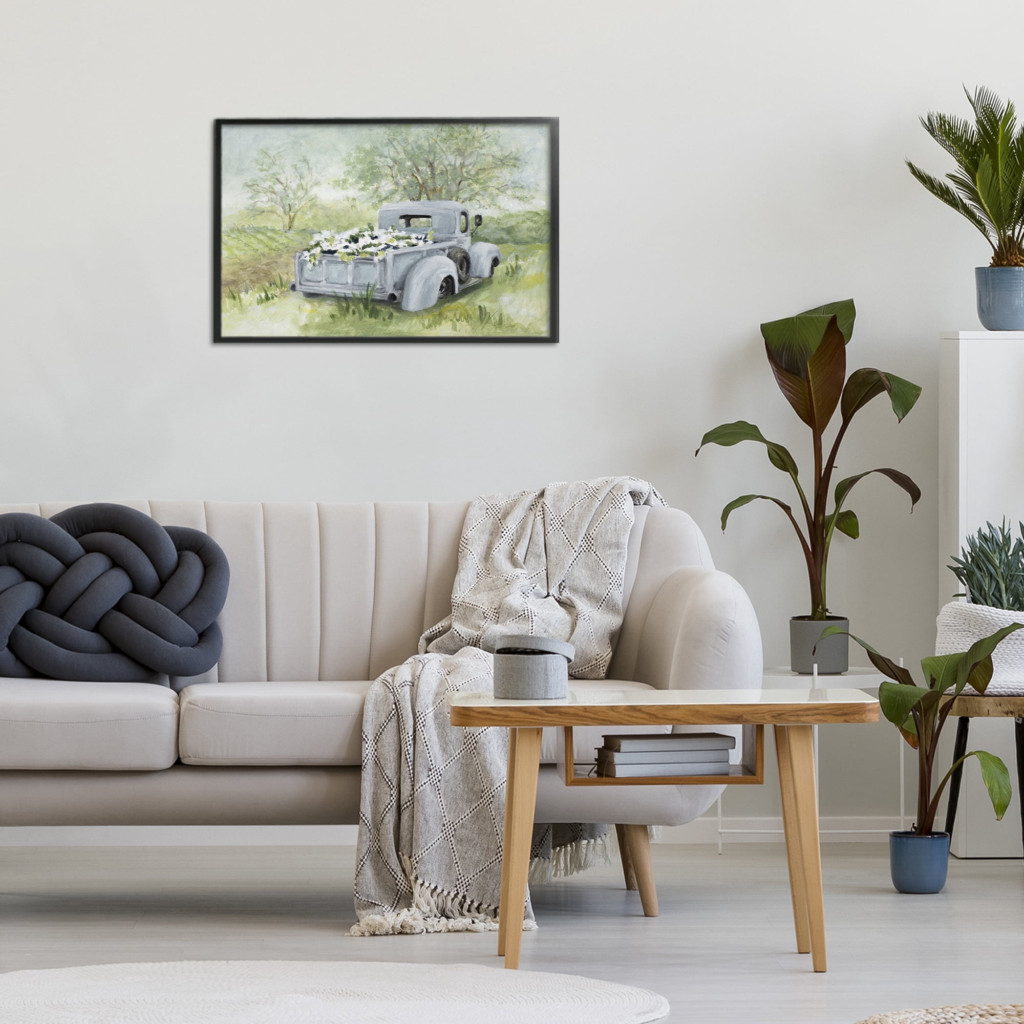 Stupell Industries Vintage Blue Truck Flower Sale Black Framed Giclee Art, design by Lanie Loreth