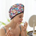 thumbnail image 3 of Yiaed Watercolor Owl Print Hair Cap with Button,Coral Fleece Hair Towel Wrap for Women Wet Hair,Quick Dry Turban for Wet Hair Long Thick Hair, 3 of 5
