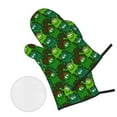 thumbnail image 3 of YFYANG Oven Mitts and Pot Holders Sets 4 Pieces, Non-Slip Heat Resistant Green Retro Floral Pattern Kitchen Glove Pot Mat for Cooking and Baking, 3 of 8