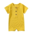 thumbnail image 2 of Xyant Newborn Baby Boys Girls Romper Jumpsuit Cotton Linen Sleeveless Ruffled Bodysuit Infant Spring Summer Clothes Outfits (Yellow,0-3 Months), 2 of 4