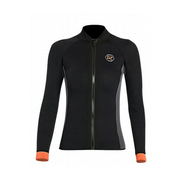 Women 3mm Neoprene Long Sleeve Wetsuit Top Warm Front Zipper Wetsuits Shirts for Surfing Swimming Snorkeling Kayaking