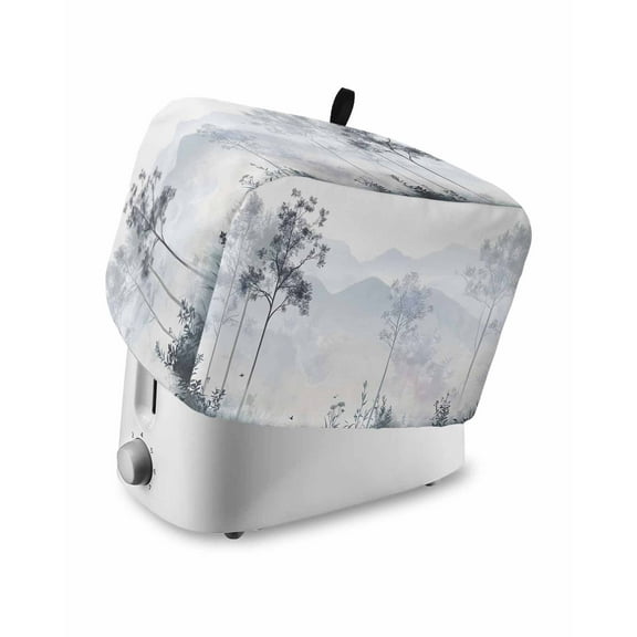 Fsddascl Foggy Forest Gray Toaster Cover 2 Slice, Small Kitchen Appliance Covers, Vintage Mountain Grey Tree Toaster Oven Cover with Loop, Bread Machine Cover Polyester Dust Cover Protection