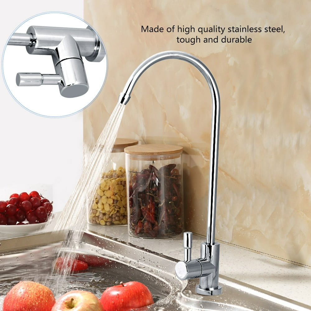 Mgaxyff 1/4'' Stainless Steel Kitchen Sink Faucet Tap Chrome Reverse