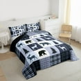 thumbnail image 3 of Feelyou Farmhouse Moose Bear Full Size Comforter Sets, Retro Blue Stripes Buffalo Bedding Comforter Set, Rustic Tree Botanical Reversible Bedding Sets, Luxury Bedroom Decor, 3pcs, 3 of 8