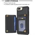 thumbnail image 4 of ELEHOLD for iPhone 7 Plus / 8 Plus Card Holder Back Case with Pockets, Premium PU Leather ID Cash Credit Slots Magnetic Kickstand Flip Folio Slim Hard Protective Cover, black, 4 of 7