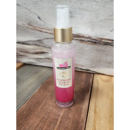Bath & Body Works Milk Raspberry Holiday Pie Bar Diamond Shimmer Body Mist 4.9oz