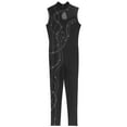thumbnail image 5 of CHICTRY Women's Sleeveless Rhinestone Gymnastics Unitard Ballet Dance Leotard Skating Jumpsuit Bodysuit Black M, 5 of 7