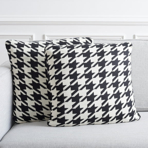 SAFAVIEH Cantil Geometric Pillow, 19" x 19", Black/Ivory, Set of 2