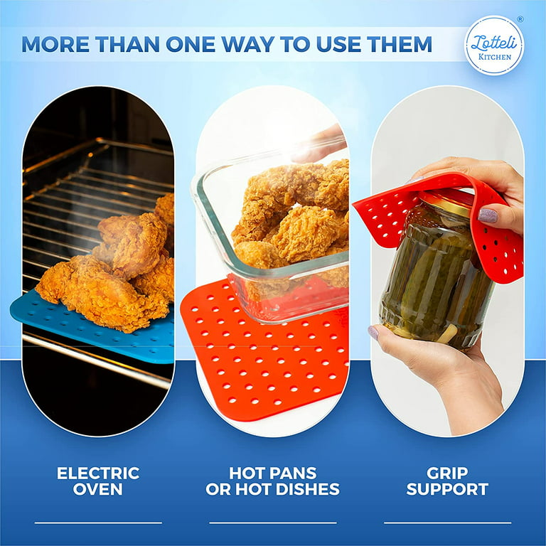 LOTTELI KITCHEN Double Basket Air Fryer Liners 4 Pack, Reusable Silicone Air  Fryer Liners with DualZone Magnetic Cheat Sheet, Kitchen Accessories for  Dual Basket Air Fryers, Easy Clean - 5.25 x 8” 