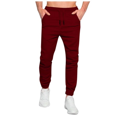 Comfortable Sweatpants for Men with Slim Tapered Fit, Lightweight Fabric, Adjustable Waist and Secure Pockets Suitable for Travel, Running, Gym Training, Sports and Casual Wear