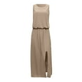 thumbnail image 4 of Robe Décontractée pour Femmes Robe d'Été pour Femmes Sans Manches Col Robes Maxi Couleur Unie Robe à Fente Vêtements pour Femmes G AG, 4 of 5