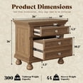 thumbnail image 2 of Papajet Solid Wood Nightstand, Fully Assembled End Table with 2 Storage Drawers, 26" Extra Large Traditional Bedside Cabinet for Bedroom, Light Brown, 2 of 9