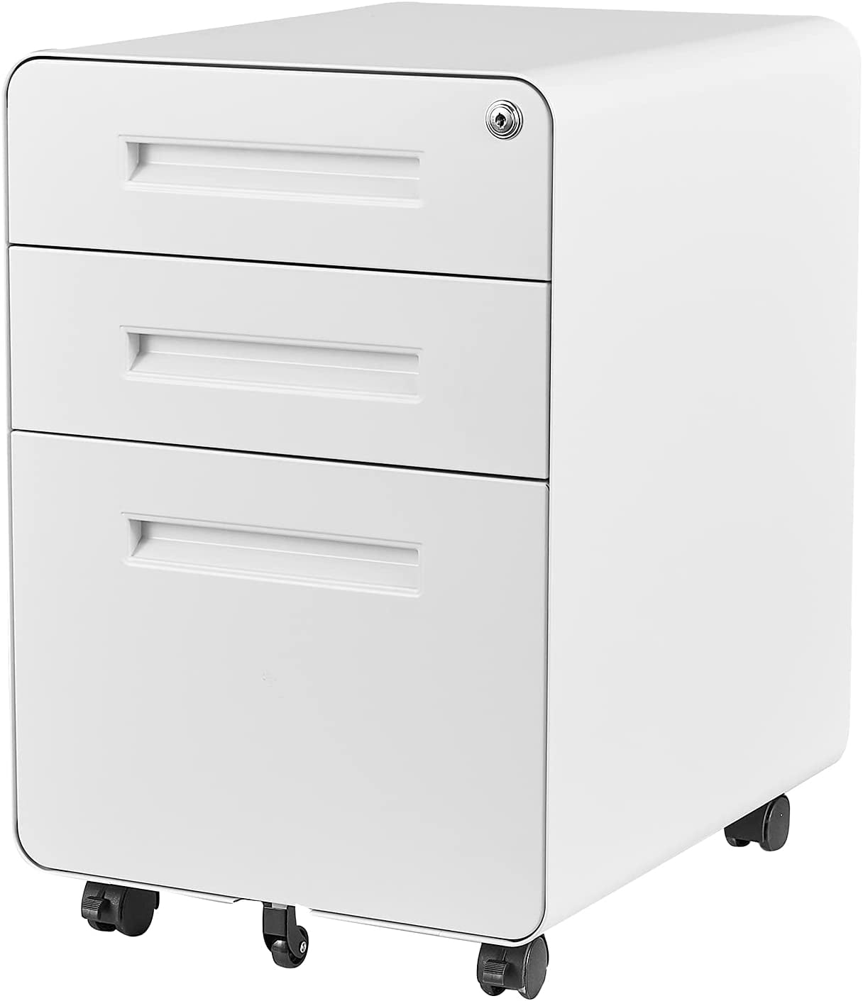 MIIIKO 3 Drawer File Cabinet Modern Small Rolling Cabinet with Lock ...