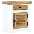 thumbnail image 1 of vidaXL Nightstand White and Brown 40x30x50 cm Solid Rough Mango Wood, 1 of 5