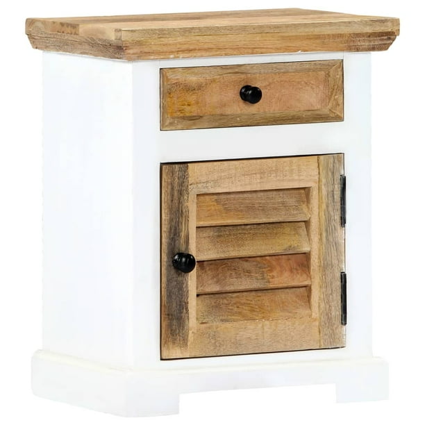 Nightstand White And Brown 15 7 X11 8 X19 6 Solid Rough Mango Wood Walmart Com Walmart Com