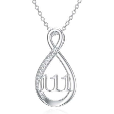 Angel Number Necklace for Women S925 Sterling Silver 111 222 333 444 555 777 888 999 Necklaces Angel Wing 1111 Numerology Jewelry Gift for Birthday Christmas