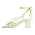 thumbnail image 2 of XYD Women Classic Square Open Toe Mid Block Chunky Heel Slingback Tie Up Ankle Strap Sandals Bridal Dress Shoes Size 10.5 Mint Green, 2 of 4