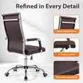 thumbnail image 4 of Vyrox Modern Office Chair, Mid-Back Faux Leather Swivel Reception & Conference Chair， Ergonomic Swivel Chair with Arms, Brown, 4 of 7